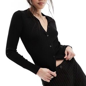 Abercrombie & Fitch Black Collared Cardigan